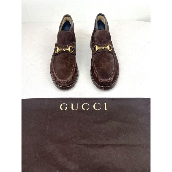 Gucci Brown Suede Ankle Horsebit Slip On Loafer Shoes Boots   Mens Size 9.5 - Picture 1 of 9